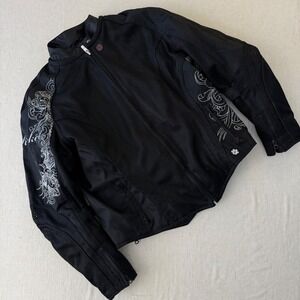 Joe Rocket Womens XL Black Mesh Armored Motorcycle Jacket Tribal Floral Gear